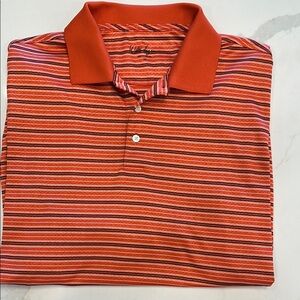 2/$20 Walter Hagen Men's Vibrant Orange Navy Striped Polo Golf Shirt Sz XL